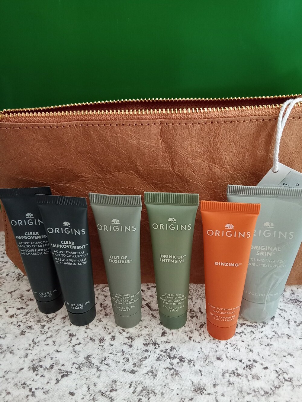 Origins Skincare Mini Tube Set with Tan Zip Pouch - Multi Color